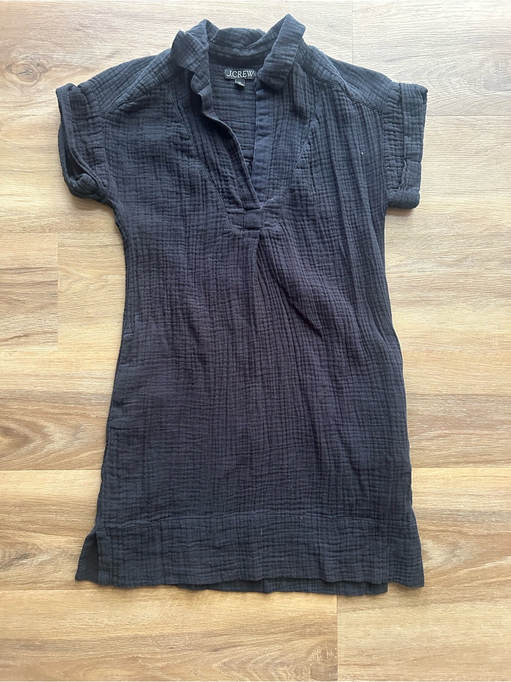 J. Crew Black Textured Gauze V-Neck Tunic